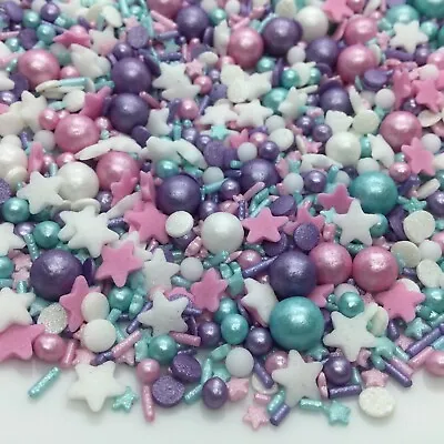 Mermaid Cupcake Sprinkles Mix Pink Aqua Purple White Cake Decorations Toppers • £3.25