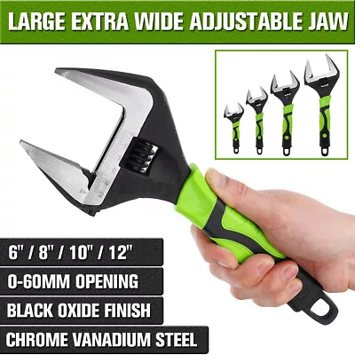 Adjustable Extra Wide Jaw Wrench Spanner 6  8  10  12  Heavy Duty 0-60MM Opening • £16.69