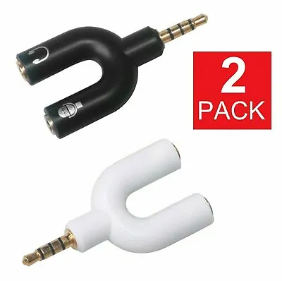 (2-Pack) 3.5mm Stereo Audio Male To 2 Female Headphone Splitter Cable Adapter • $3.09