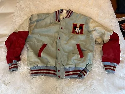 Vintage Mickey Mouse - Mickey Inc. Mens L Denim Leather Varsity Jacket 90’s • $75