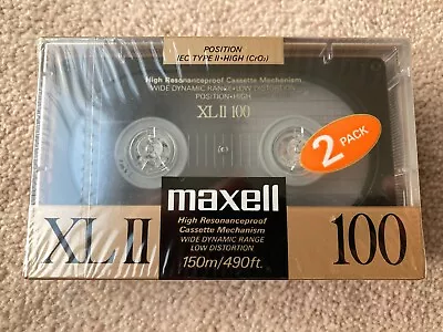 *NEW SEALED* 2 Pack MAXELL XLII 100 CHROME Type II CASSETTE TAPES CrO2 • £12.95