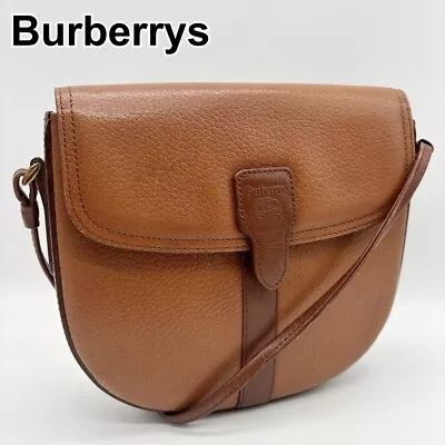 Burberrys Vintage Leather Check Crossbody Shoulder Bag Brown 6.3 X7.48 X1.18  • $178