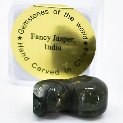 Fancy Jasper Gemstone Tiny Miniature Kitty Cat Figurine Hand Carved In China • $9.59