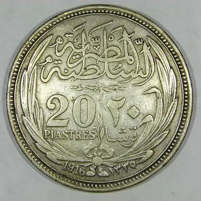 1916 Egypt 20 Piastres Silver World Coin Z270 • $60