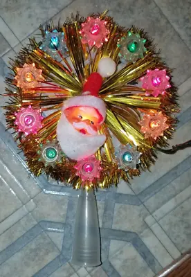 Vintage Christmas Blinking Santa Tree Top • $35
