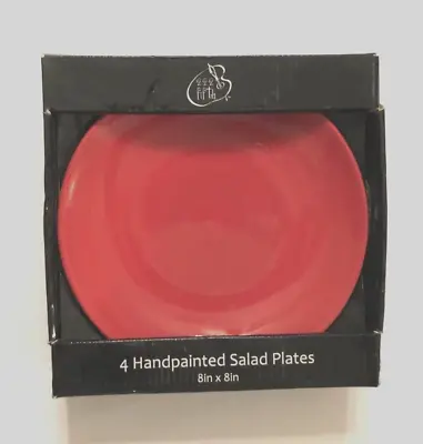 Vintage 90s Christmas 222 Fifth Red Salad/Dessert Plates Set 4 Old Stock • $12.08