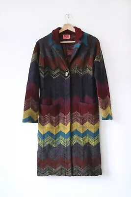 Missoni X Lindex 100% Wool Zig Zag Pattern Multicolor Coat 36 S • $179.90