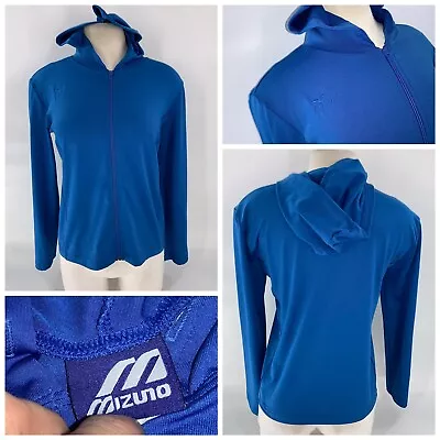 Mizuno Hood Running Jacket XS Women Royal Blue Poly Md USA YGI B2-473 • $34.99