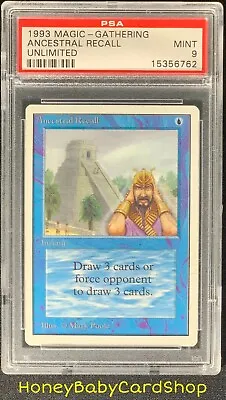 MTG Unlimited Edition 1993 Ancestral Recall PSA 9 Mint Old School 93/94 Power 9 • $5745