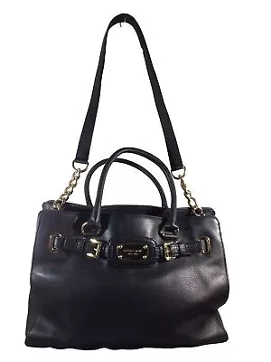 Michael Kors Jet Set Handbag Shoulder Bag Black With Gold Chain Strap • $31