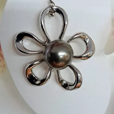 Na Hoku Plumeria 925 Sterling Silver Hawaiian Floating Pearl  Pendant. Beautiful • $149.99