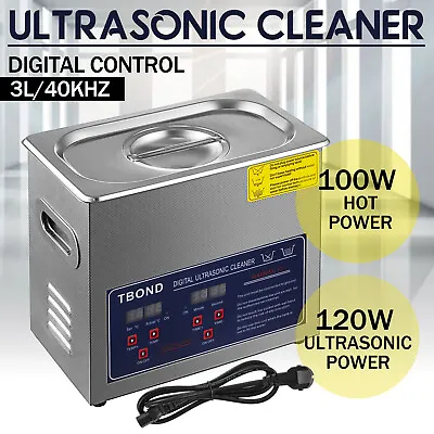 TBOND Industry Ultrasonic Cleaner 3L New Stainless Steel Heated Heater W/Timer • $69.90