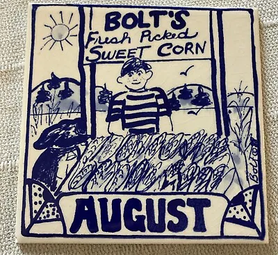 H&R JOHNSON August Calendar Tile Trivet - Sue Bolt - Made In England • $20