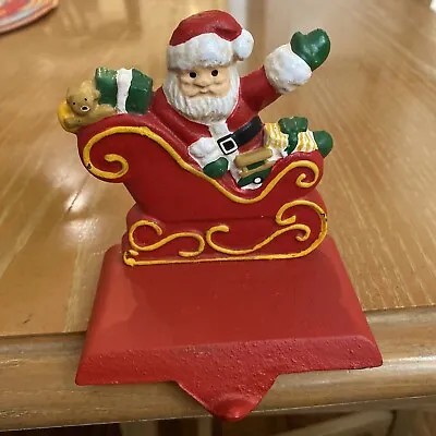 Vtg Midwest Cast Iron Santa & Sled Mantel Stocking Hanger Holder  EUC • $21.99