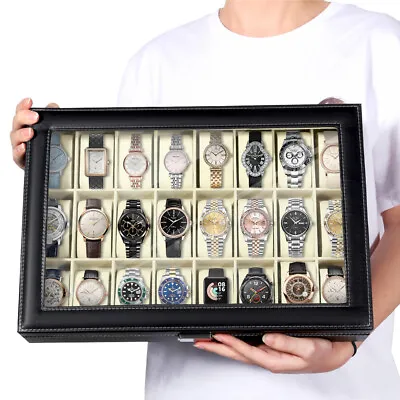 24 Grids Watch Box Watch Case Watch Display Case Jewellery Organiser Box Gift UK • £21.99