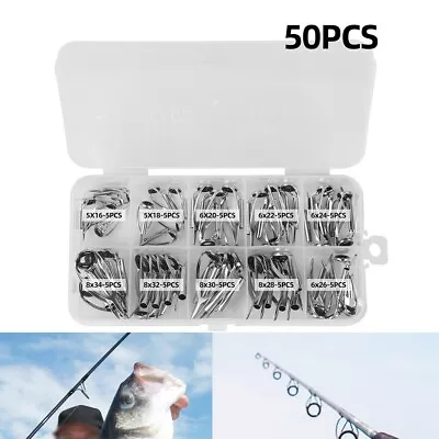 50x Ceramic Ring Anti Tangle Fishing Rod Lace Repair Kit Stainless Steel • £27