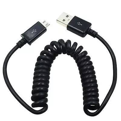 Coiled USB To Micro USB Cable Spring Spiral USB 2.0 Male To Micro B Cord • £2.87