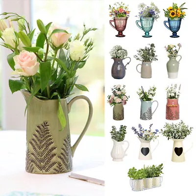 Large Flower Vase Pitcher Jug Home Garden Spring Decor Plant Pots Gift • £22