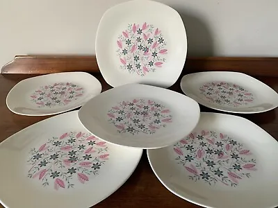 6 Midwinter Stylecraft Fashion Shape 9  Lunch/Desssert Plates Marguerite Design • £28