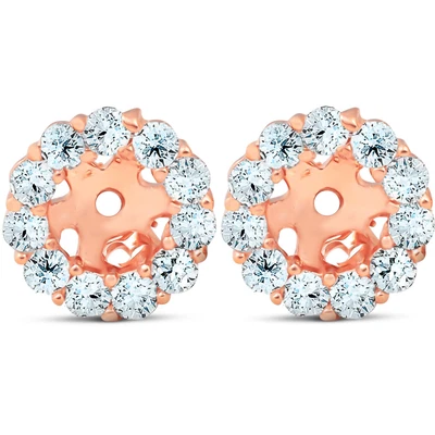 $295.98 • Buy 3/8ct Halo Diamond Earring Jackets 14K Rose Gold (4mm)