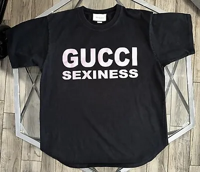 Gucci Mens Gucci Sexiness T Shirt Size Small Black  100% Cotton Oversize Fit • $200