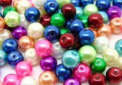 Mix Round Glass PEARLS Beads 200 Pcs -  4mm 100Pcs - 6mm -  50 Pcs - 8mm UK • £1.99