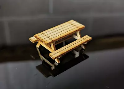 7 Pack Picnic Tables O Scale Real Wood O Gauge Park Picnic Table • $14.99