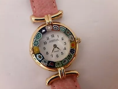 Murano Glass Venice Italy Millefiori Bezel Mistral Watch Needs Battery & Band • $23