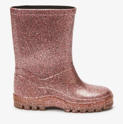 £5.75 • Buy Gorgeous Next Pink / Rose Gold Glitter Wellington Boots / Wellies  Size 3 Baby 