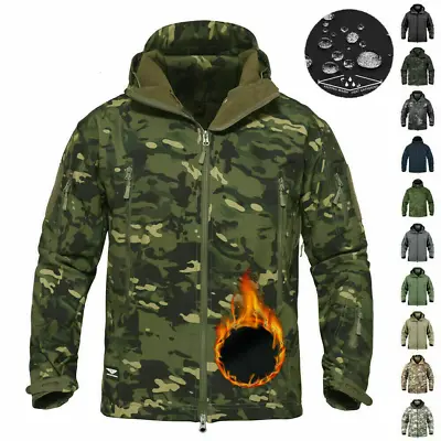 Military Mens Waterproof Tactical Jacket Softshell Breathable Army Hunting Coat  • £34.79