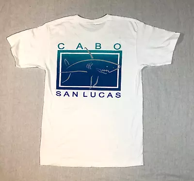 $13.95 • Buy CABO SAN LUCAS T-Shirt Yazbek White Vintage Surf Beach Shark Vacation