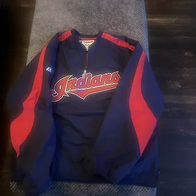 Vintage Majestic Authentic MLB Cleveland Indians Team Dugout Jacket Mens XL • $59.99