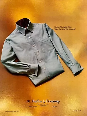 1981 A. SULKA & COMPANY Pure Cotton Broadcloth Shirt  VINTAGE PRINT AD • $9.99