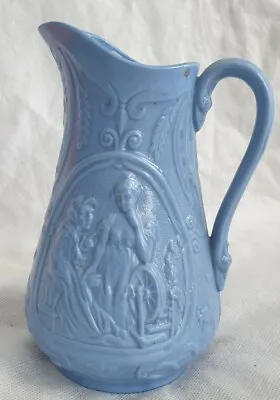 £23 • Buy Antique Victorian Parian Jug In Blue Moulded With Women