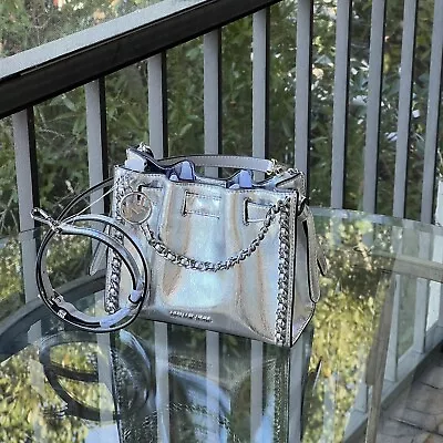 Michael Kors Mina Small Belted Chain Shoulder Crossbody Bag Silver • $106