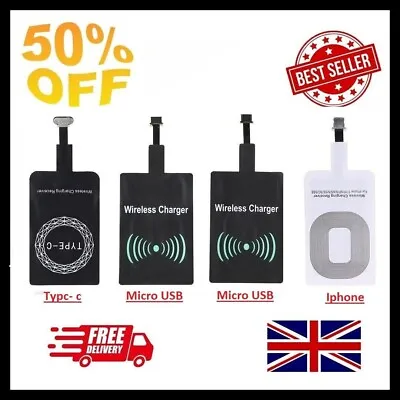 QI Wireless Charging Receiver For IPhone-samsung Type C For Android Micro-uk • £4.55