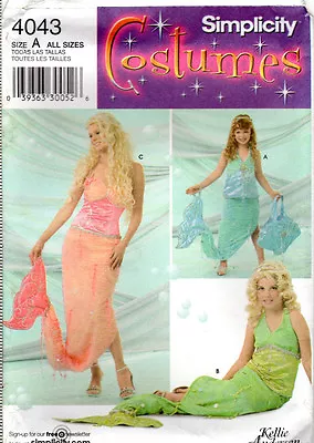  Child's Girls' Misses' Costume  ©2006 Simplicity Costumes Pattern #4043 Mermaid • $8.88