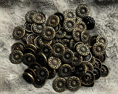 15mm 18mm 23mm Aged Brass Filigree Flower Metal Shank Buttons Button Q838-Q838B • £2.49