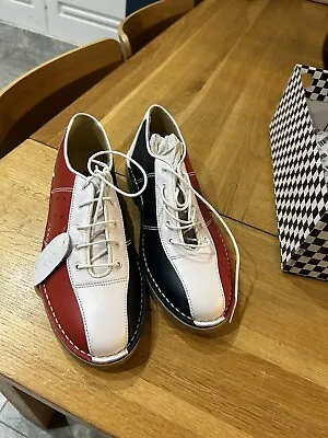£59 • Buy Ikon Original Mens Leather Red White Blue Marriott Mod 60S Style Bowling Shoes 9