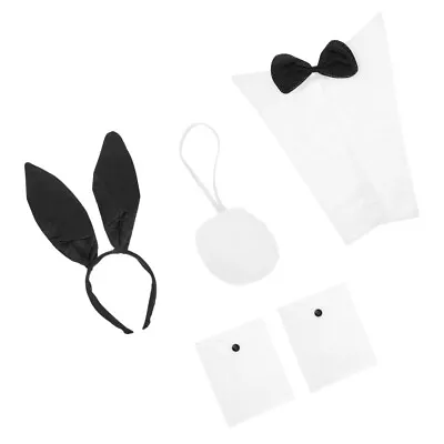  Rabbit Headband Set Cloth Miss Tail Costume Bunny Cosplay Collar Ears Hair Hoop • £9.69