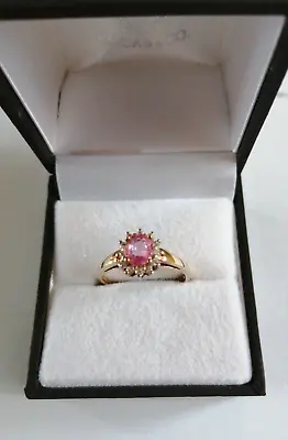 CEYLON PINK SAPPHIRE RING 9ct Gold Size N 7 Genuine Mined Gems NEW • £295