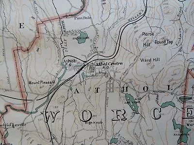 Montague Athol Ct. River Northfield Franklin Massachusetts 1891 Walker Map • $52