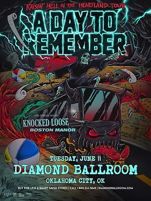 A Day To Remember  Raisin' Hell In Heartland Tour  Oklahoma City Concert Poster • $18.18