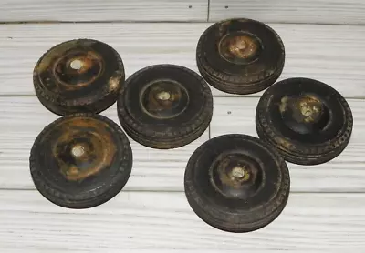 Vintage ~ 6 Piece Hard Rubber Truck Tires / Wheels ~ Unknown Maker • $30