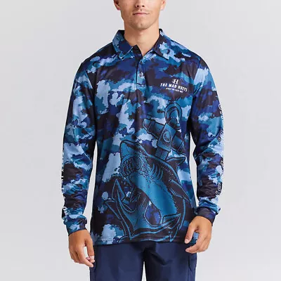 $55.99 • Buy Mad Hueys Anchor Shark Fishing Jersey Mens In Slate