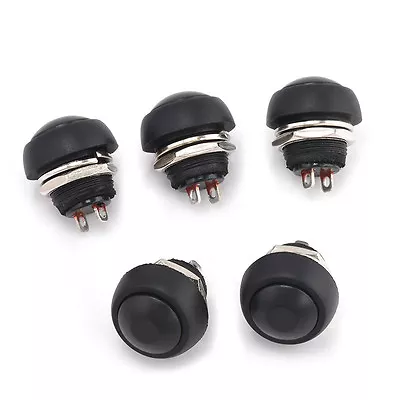 5Pcs Black 12mm Waterproof Momentary ON/OFF Push Button Mini Round Switch B.-ca • $2.18