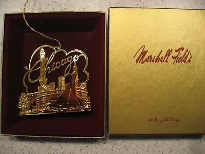 Marshall Field's 24k Gold Over Brass Chicago Sailboat Christmas Ornament 10771 • $25