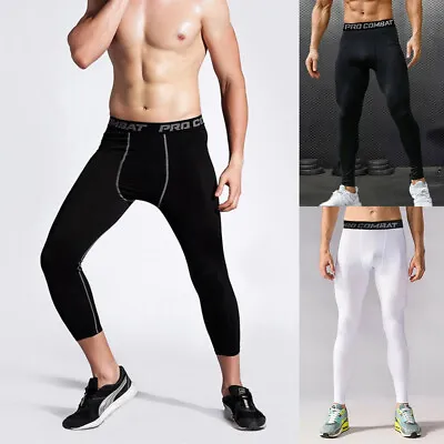 Men Compression Pants Thermal Tight Base Under Layer Workout Leggings Gym Sports • $12.99