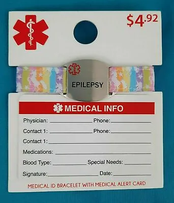 Medical-Alert ID Bracelet Emergency First Aid Cloth Wristband Unisex Epilepsy  1 • $4.92