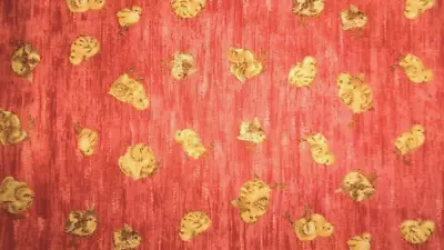 1 1/9 Yds Vtg Shades Of Orange W Yellow Chick Cotton Fabric 44 W Quilt Country  • $2.50